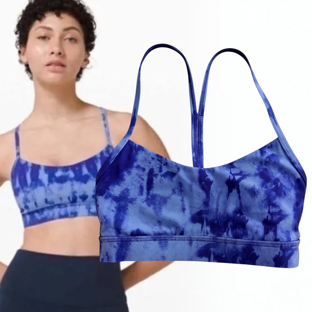 Lululemon Flow Y Bra Nulu Marble Dye Solar Blue Size 2